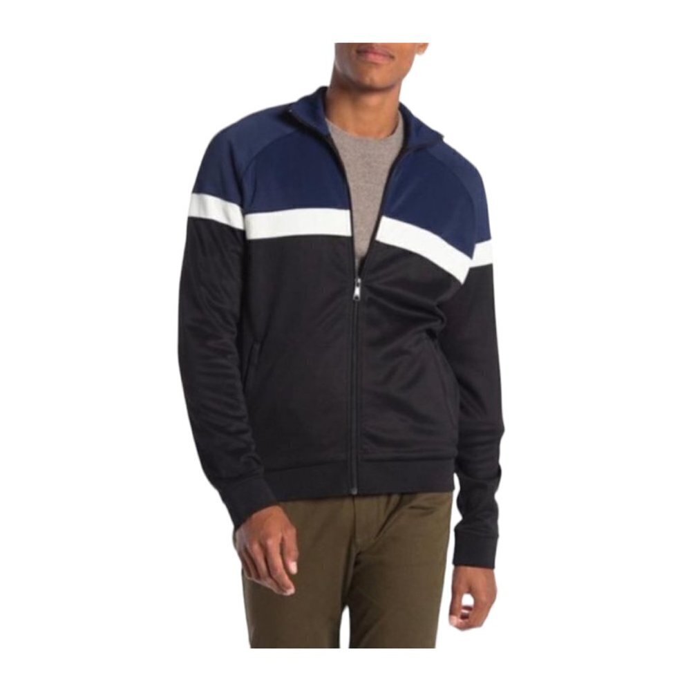Vince Mens Black Blue Full Zip Collared Pockets Light Track Jackets Sz M New